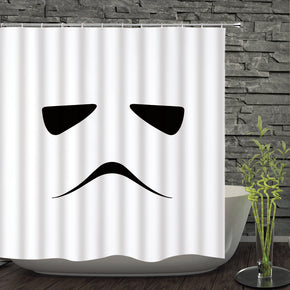 Expression shower curtains fabric funny white polyester cloth print bathroom curtains