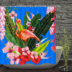 flamingo shower curtains fabric Human skeleton colorful polyester cloth print bathroom curtains