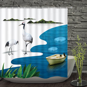 crane shower curtains fabric Human skeleton white polyester cloth print bathroom curtains