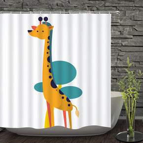 Giraffe shower curtains fabric cute yellow polyester cloth print bathroom curtains