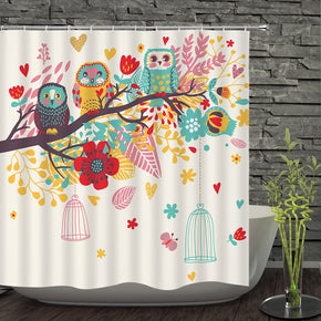 owl shower curtains fabric cute colorful polyester cloth print bathroom curtains