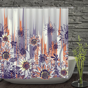 flower shower curtains fabric Human skeleton purple polyester cloth print bathroom curtains