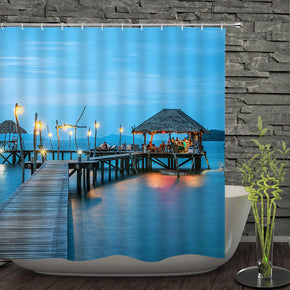 coast shower curtains fabric luxury turquoise polyester cloth print bathroom curtains