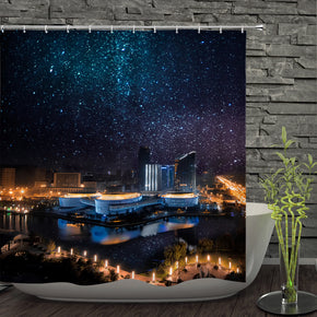 Starry sky shower curtains fabric shabby chic colorful polyester cloth print bathroom curtains