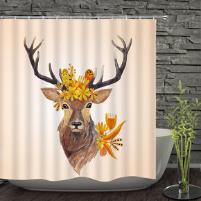 moose shower curtains fabric luxury yellow polyester cloth print bathroom curtains