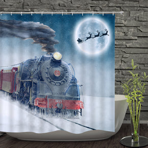 train shower curtains fabric Human skeleton blue polyester cloth print bathroom curtains