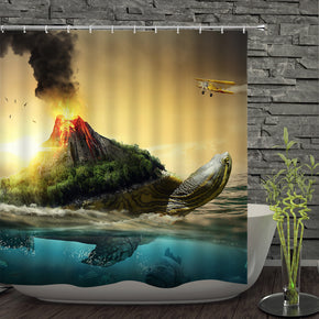 Tortoise shower curtains fabric Human skeleton green polyester cloth print bathroom curtains