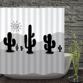 cactus shower curtains fabric simplicity white polyester cloth print bathroom curtains