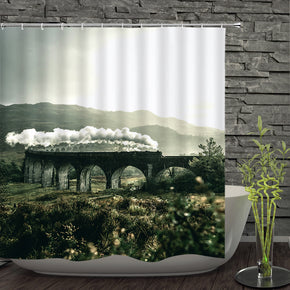 train shower curtains fabric Human skeleton green polyester cloth print bathroom curtains