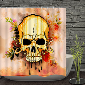 Skull head shower curtains fabric awesome yellow polyester cloth print bathroom curtains
