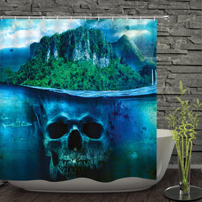 mountain peak shower curtains fabric awesome blue polyester cloth print bathroom curtains