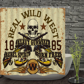 Skull head shower curtains fabric awesome yellow polyester cloth print bathroom curtains