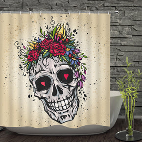 Skull head shower curtains fabric awesome yellow polyester cloth print bathroom curtains