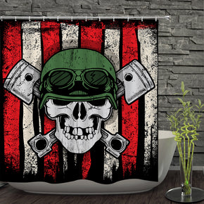 Skull head shower curtains fabric awesome red polyester cloth print bathroom curtains