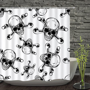 Skull head shower curtains fabric awesome white polyester cloth print bathroom curtains