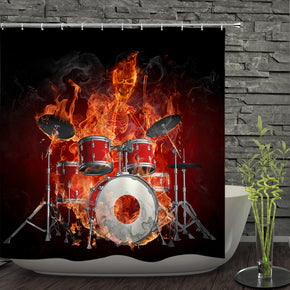 fire shower curtains fabric cool gold polyester cloth print bathroom curtains