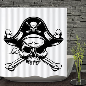 Skull head shower curtains fabric awesome white polyester cloth print bathroom curtains