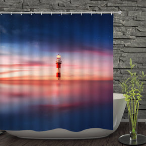 lighthouse shower curtains fabric elegant colorful polyester cloth print bathroom curtains