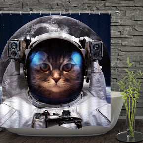 cat shower curtains fabric cool blue polyester cloth print bathroom curtains