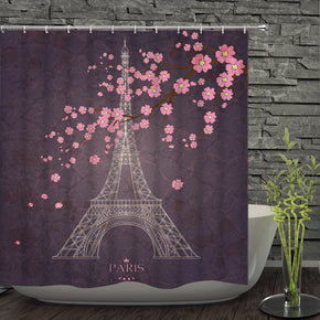 flower shower curtains fabric shabby chic pink polyester cloth print bathroom curtains