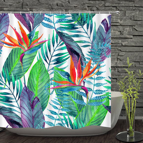 leaf shower curtains fabric simplicity green polyester cloth print bathroom curtains