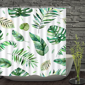 leaf shower curtains fabric simplicity green polyester cloth print bathroom curtains
