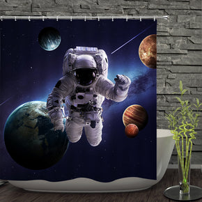 astronaut shower curtains fabric Human skeleton blue polyester cloth print bathroom curtains