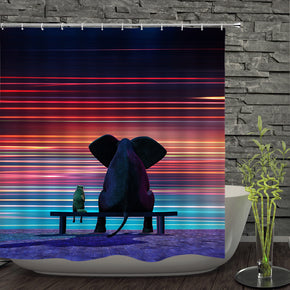 Elephant shower curtains fabric Human skeleton colorful polyester cloth print bathroom curtains
