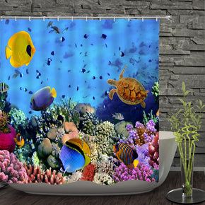 Underwater world shower curtains fabric Human skeleton colorful polyester cloth print bathroom curtains