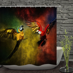parrot shower curtains fabric Human skeleton colorful polyester cloth print bathroom curtains