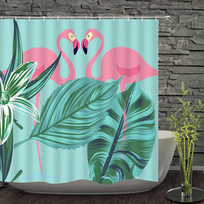 flamingo shower curtains fabric funny teal polyester cloth print bathroom curtains