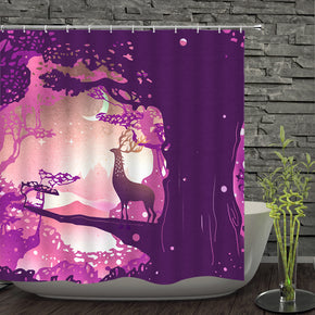 moose shower curtains fabric elegant purple polyester cloth print bathroom curtains