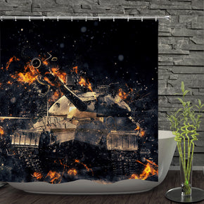 Tank shower curtains fabric cool black polyester cloth print bathroom curtains