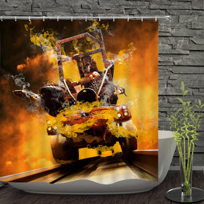 Tank shower curtains fabric Human skeleton yellow polyester cloth print bathroom curtains