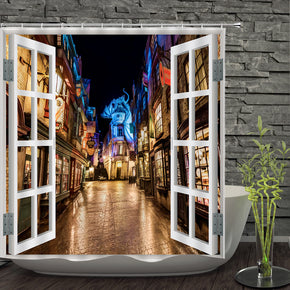 city shower curtains fabric modern colorful polyester cloth print bathroom curtains
