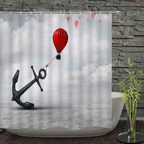 Hot Air Balloon shower curtains fabric Human skeleton white polyester cloth print bathroom curtains