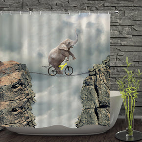 Elephant shower curtains fabric cool cream polyester cloth print bathroom curtains