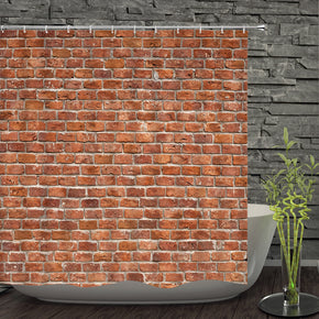 wall shower curtains fabric simplicity brick red polyester cloth print bathroom curtains