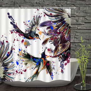 bird shower curtains fabric Human skeleton colorful polyester cloth print bathroom curtains