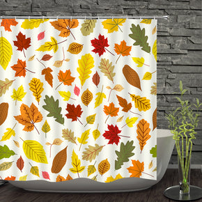 Leaf shower curtains fabric shabby chic yellow polyester cloth print bathroom curtains