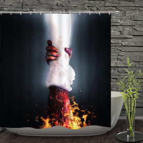 fire shower curtains fabric Human skeleton red polyester cloth print bathroom curtains