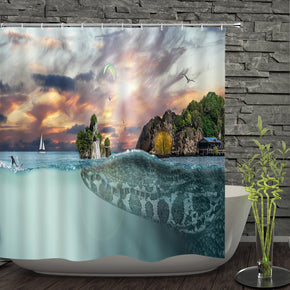 isle shower curtains fabric Human skeleton blue polyester cloth print bathroom curtains