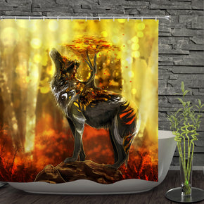 wolf shower curtains fabric awesome gold polyester cloth print bathroom curtains