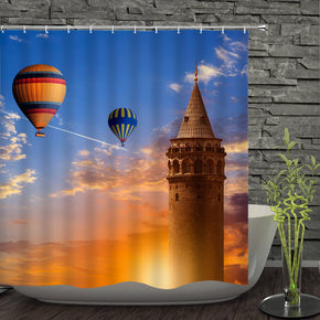 lighthouse shower curtains fabric Human skeleton blue polyester cloth print bathroom curtains