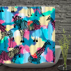 zebra shower curtains fabric Human skeleton colorful polyester cloth print bathroom curtains