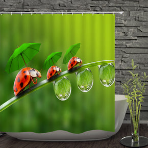 insect shower curtains fabric cute green polyester cloth print bathroom curtains