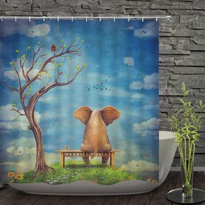 pig shower curtains fabric cute blue polyester cloth print bathroom curtains