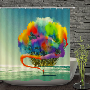 tree shower curtains fabric Human skeleton turquoise polyester cloth print bathroom curtains