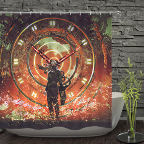 warrior shower curtains fabric awesome orange polyester cloth print bathroom curtains
