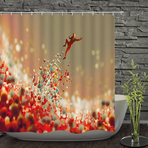stone shower curtains fabric funny red polyester cloth print bathroom curtains